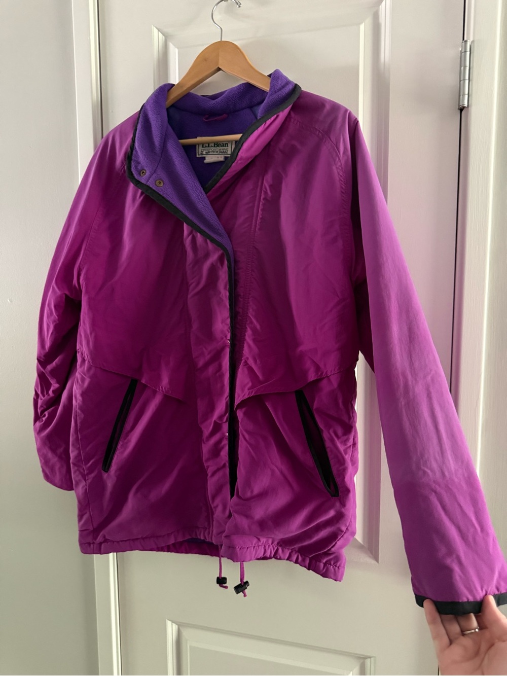 L.L. Bean Women's Purple Vintage Jacket with Contrast Fleece Liner Fall Layering